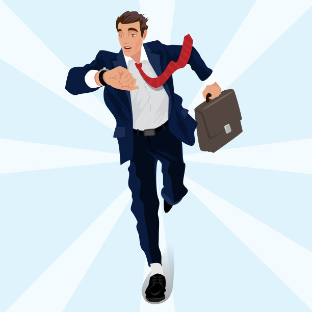 商人一边跑一边看表图片下载