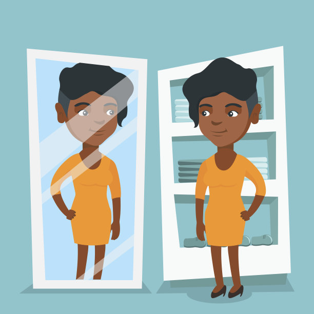 非洲妇女在试衣间试穿衣服图片下载