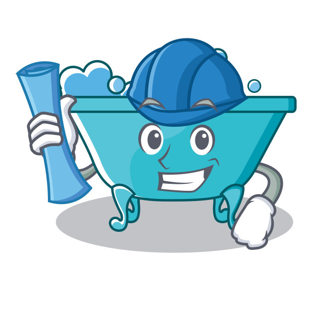 建筑浴缸人物卡通风格图片下载