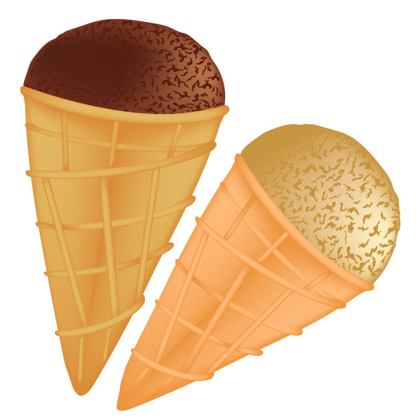 经典的冰淇淋。冰淇淋蛋卷。巧克力冰淇淋。向量。图片下载