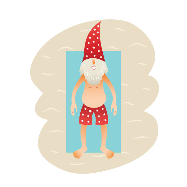 海滩上微笑的圣诞老人。图片下载