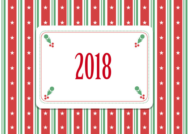 矢量抽象圣诞和2018年新年，复古背景，星星和条纹图片下载