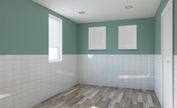 有大窗户的现代浴室。3 d渲染…空的图片。图片下载