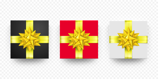 圣诞礼盒礼品红白，黑金矢量孤立套图片下载