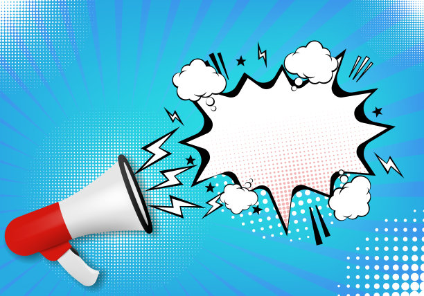 逼真的3d扩音器在半色调背景。矢量插图。图片下载