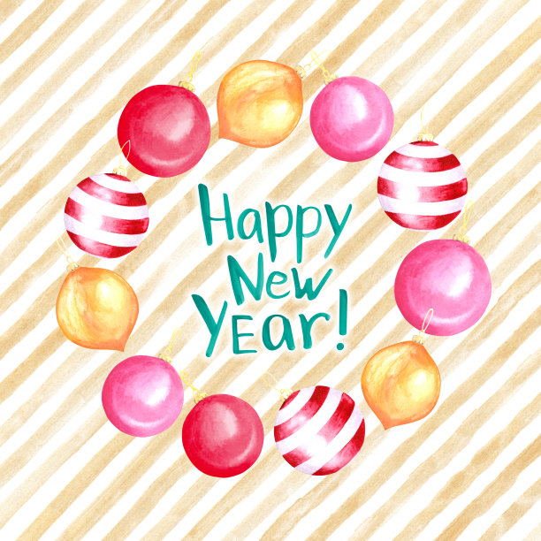 新年明信片或横幅设计模板。图片下载