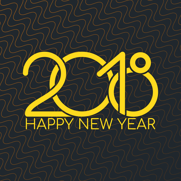 背景与平坦向量黄色2018年日期图片下载