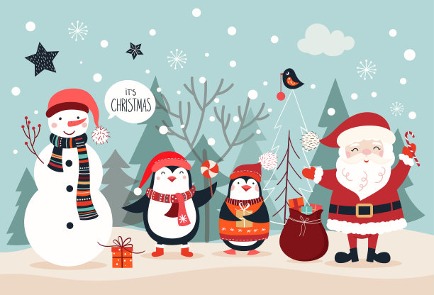 有有趣人物的圣诞卡图片下载