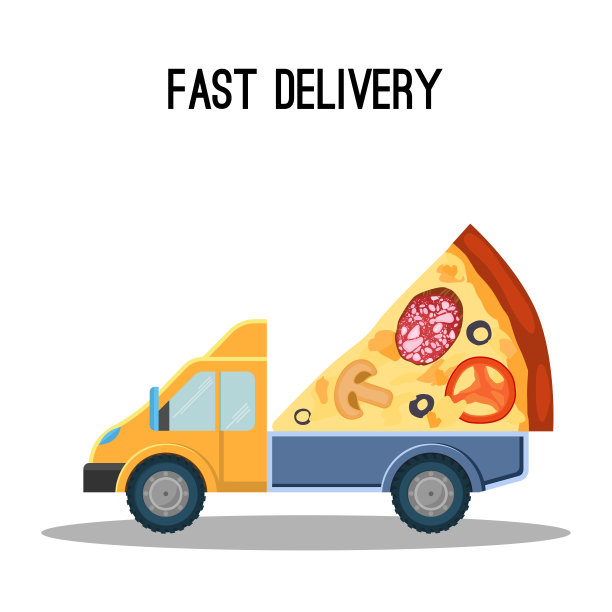 挂着巨大披萨的速递广告横幅图片下载