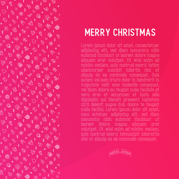 圣诞庆祝概念用细线表示新年和圣诞节。矢量插图网页模板，横幅，邀请，印刷媒体。图片下载