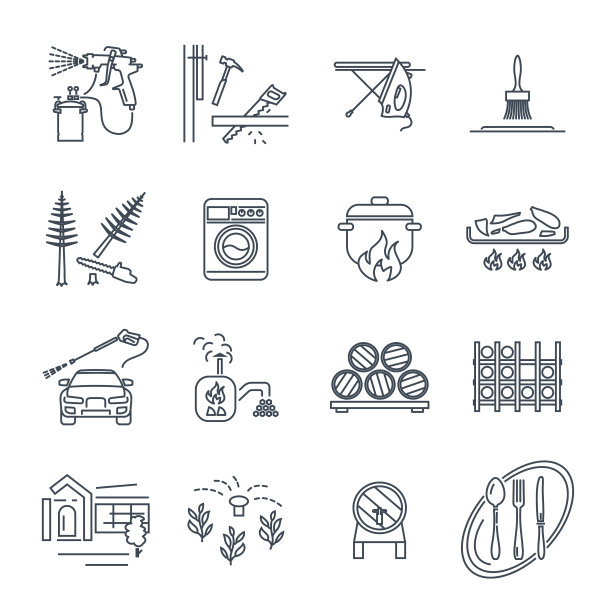 一套细线图标家用电器，科技图片下载