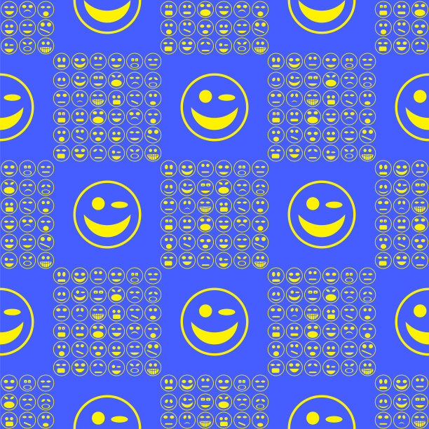 黄色微笑无缝图案图片下载