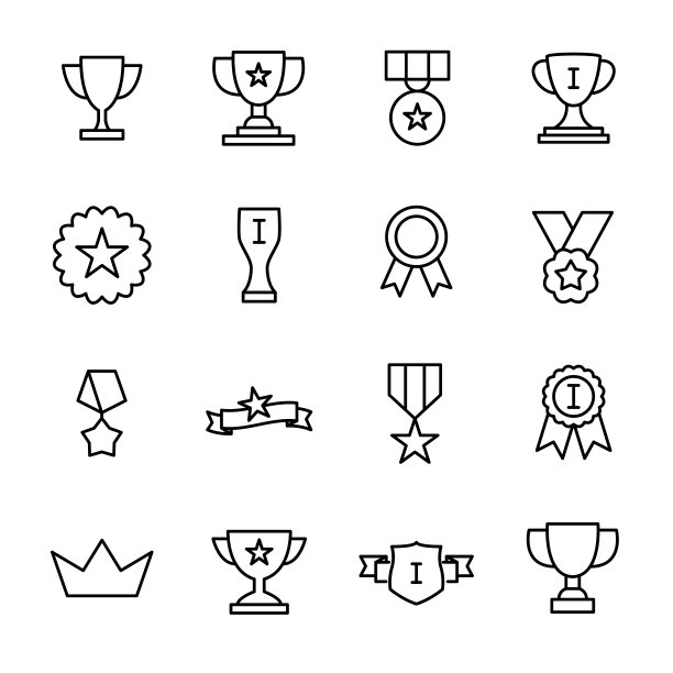 线性风格的优质奖励图标集图片下载