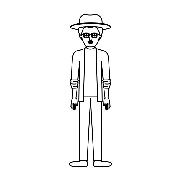 男人戴着帽子和眼镜，穿着夹克、裤子和鞋子，留着短发图片下载