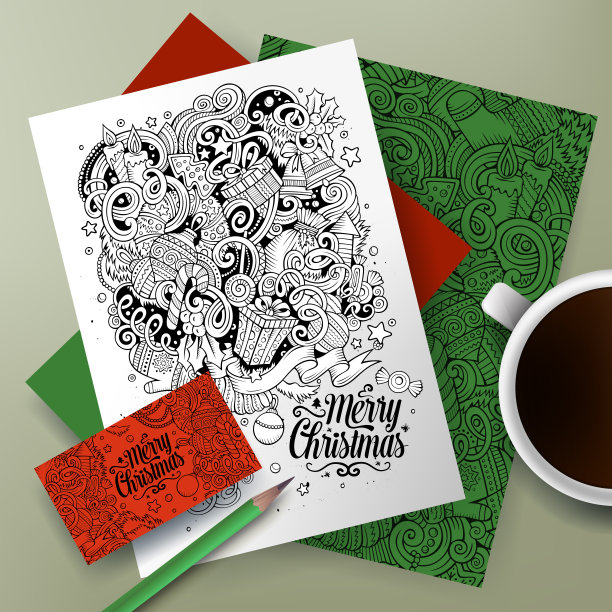 卡通涂鸦新年企业身份集图片下载