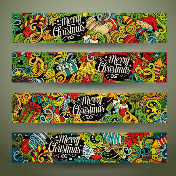 卡通涂鸦新年假期横幅图片下载