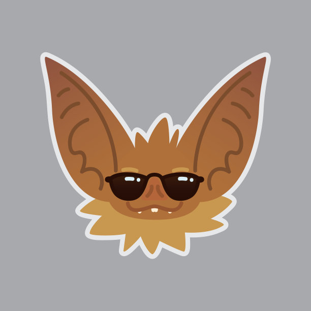 蝙蝠的情感。emoji降温。笑脸图标。图片下载