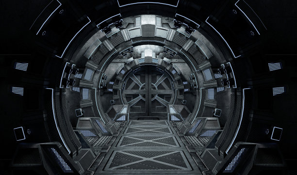 宇宙飞船内部。素材图片