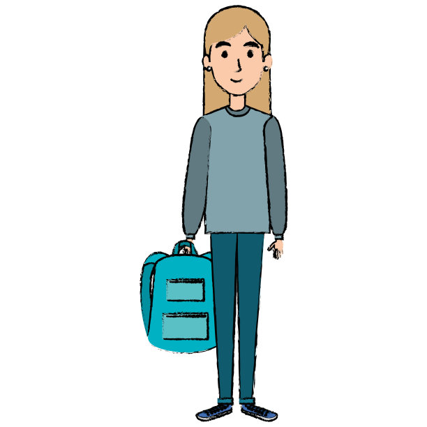 美丽的女人与学校的书包头像人物图片下载
