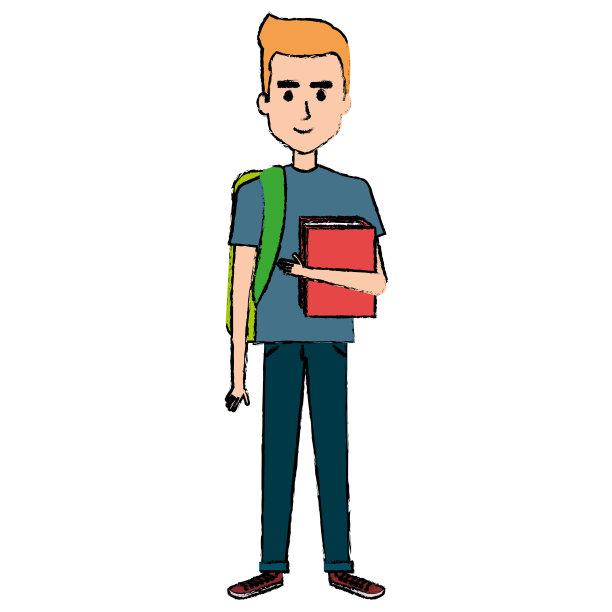 带着书包的年轻人化身图片下载