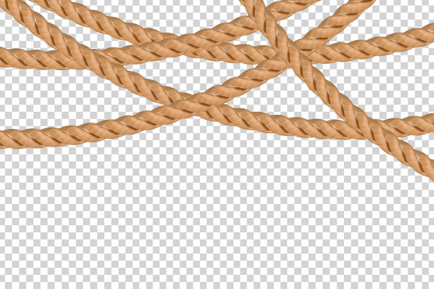 矢量现实隔离绳装饰和覆盖在透明的背景。图片下载