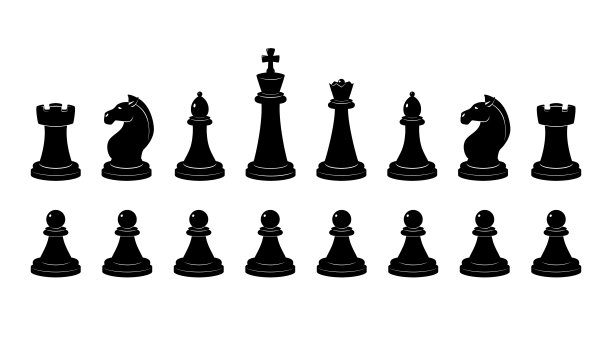 国际象棋剪影矢量单色插图素材图片