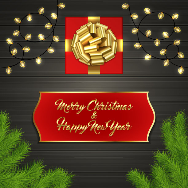 圣诞树，礼盒，蝴蝶结，花环，标签图片下载