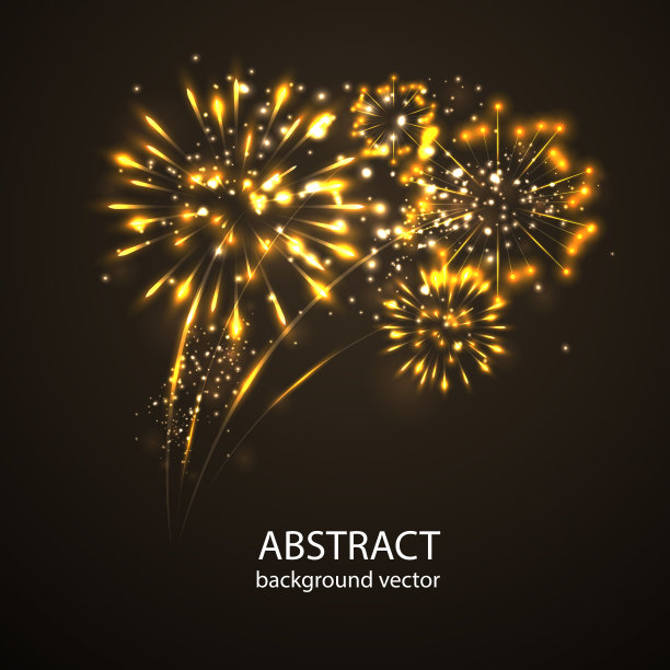烟花在黄昏背景矢量。烟花庆祝新年。图片下载