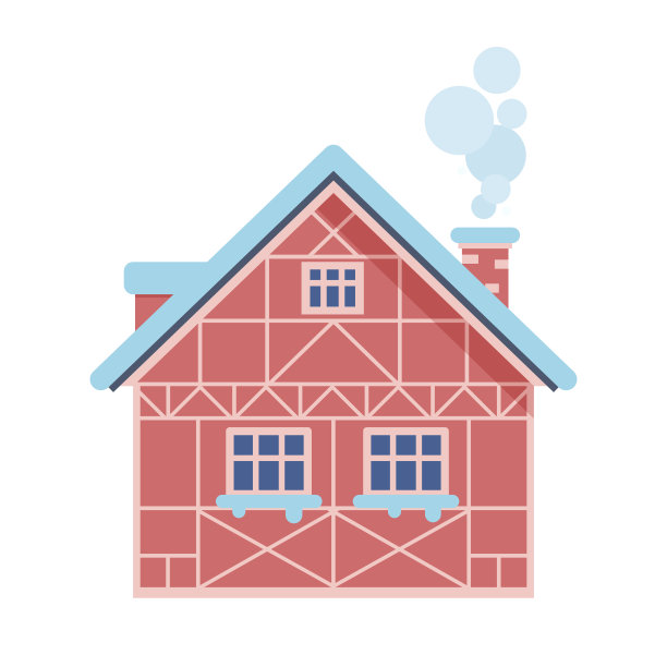 冬季有烟囱的乡村房屋图片下载