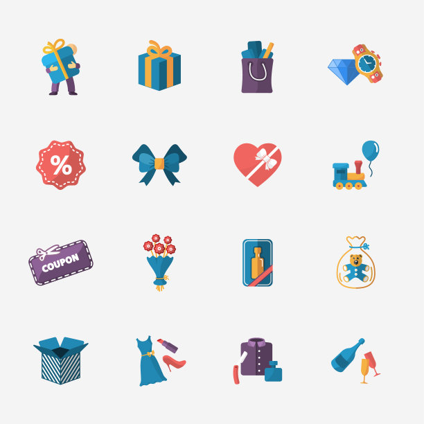 礼物现代多彩的商店图标图片下载