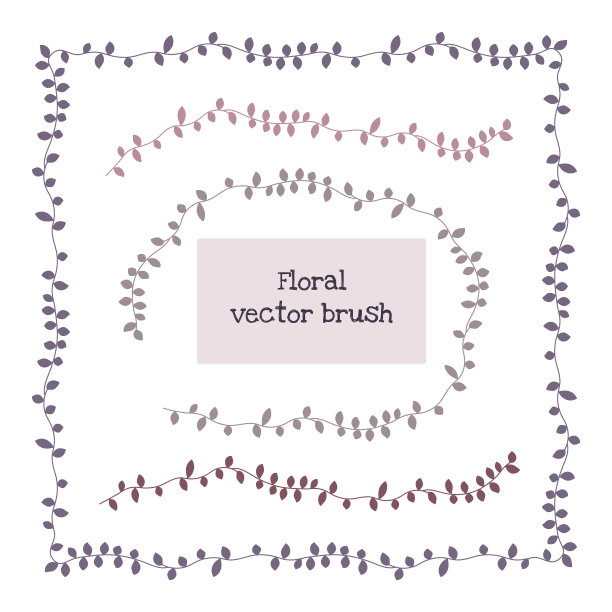 常春藤藤优雅的花纹刷，向量素材图片