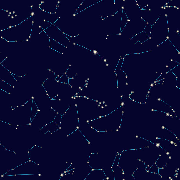 黄道带星座的星座无缝图形矢量插图图片下载