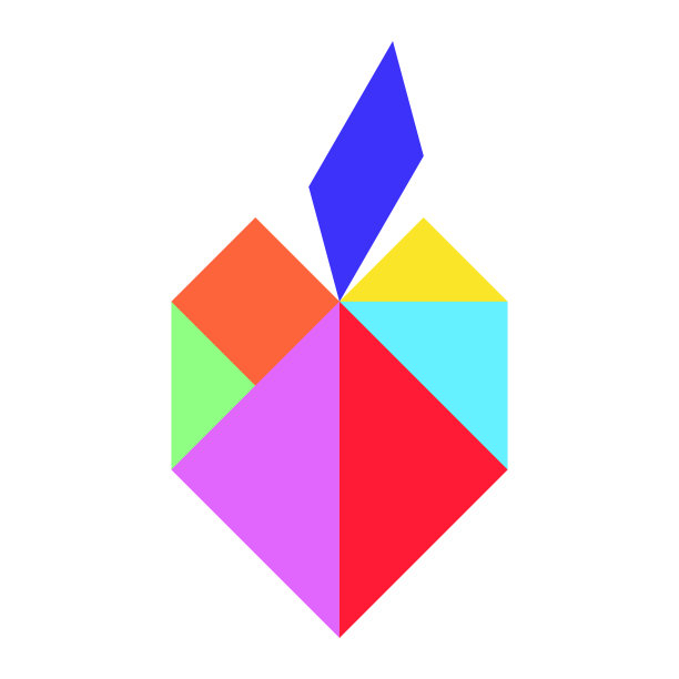 白色背景下苹果形状颜色七边形(矢量)图片下载