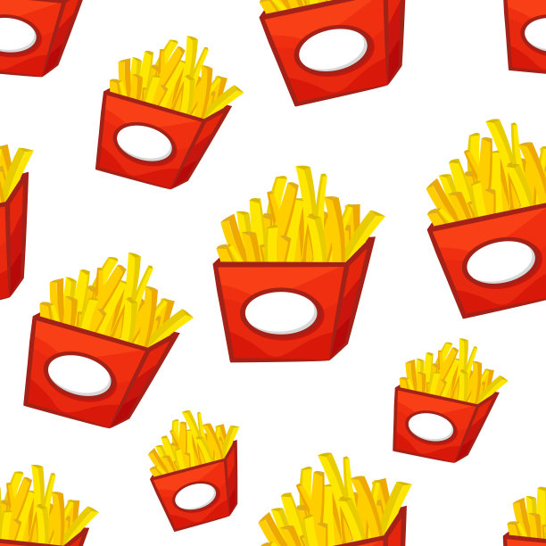 白色背景上炸薯条的无缝图案图片下载