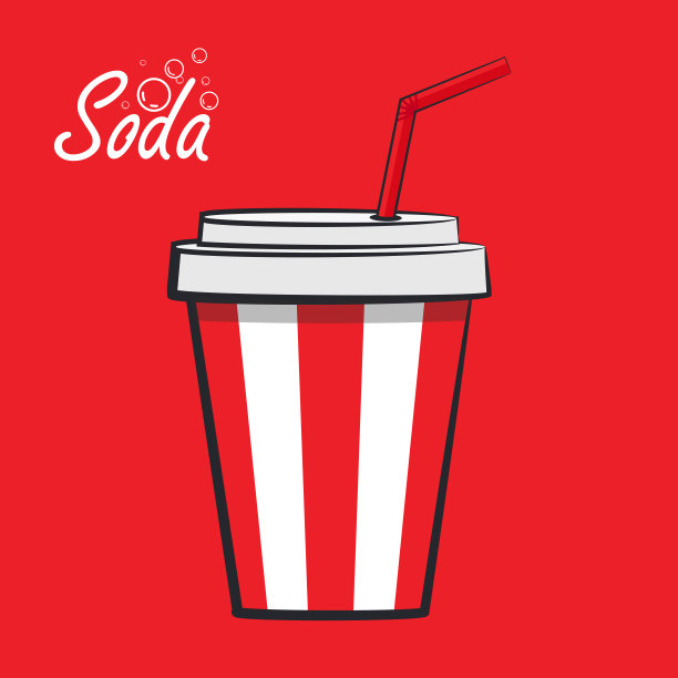 矢量插图的卡通汽水在一个红色的背景图片下载