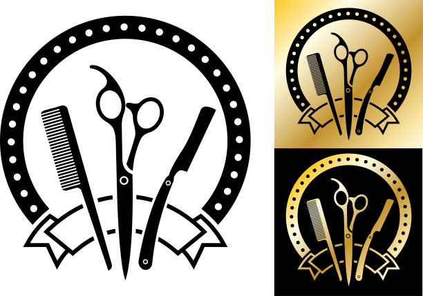 理发店小商店徽。图片下载