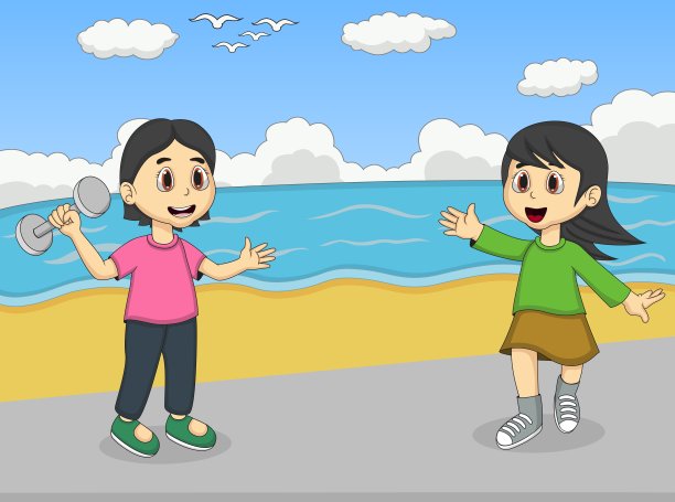 孩子们在沙滩上玩耍图片下载