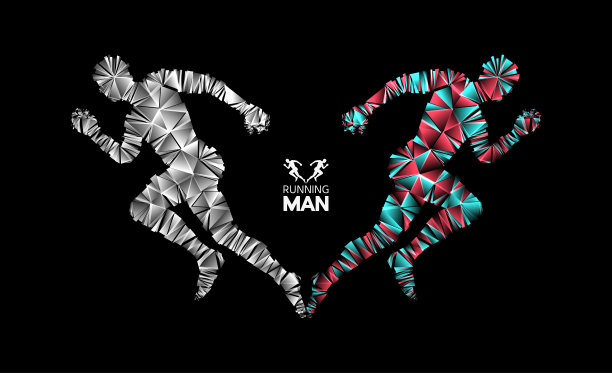 奔跑的3D人物矢量设计（体育、商业、科技主题）图片下载