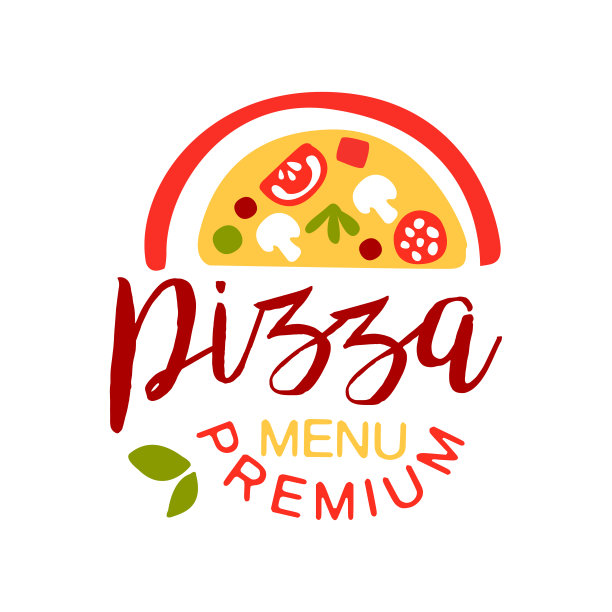 平坦多彩的一半披萨加蔬菜和香肠。高级披萨菜单创意设计元素。矢量隔离在白色上图片下载