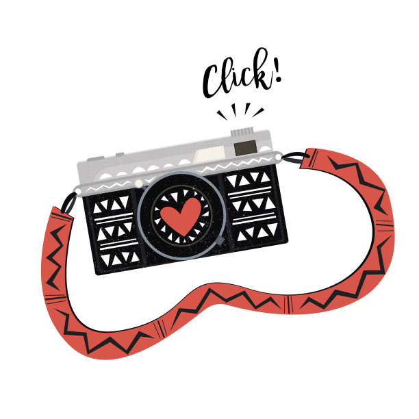 老式相机拍照。矢量图图片下载
