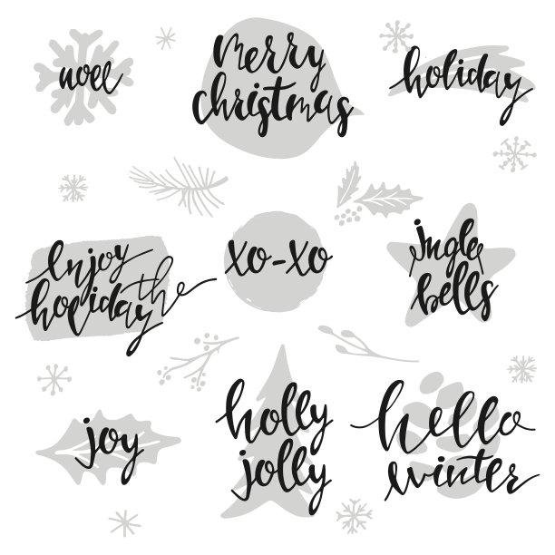 手绘圣诞节字母素材图片下载