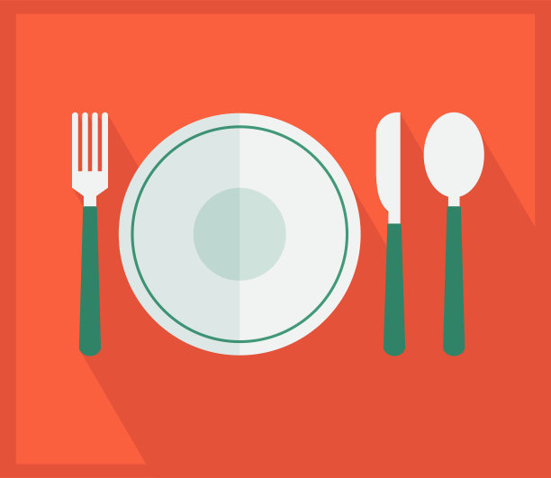 餐具上方的红色图标。矢量图图片下载