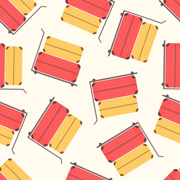 行李在手推车上无缝模式。矢量图图片下载