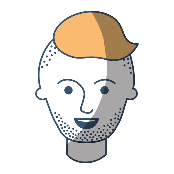 男性脸与高褪色发型和胡茬胡子在颜色部分剪影图片下载