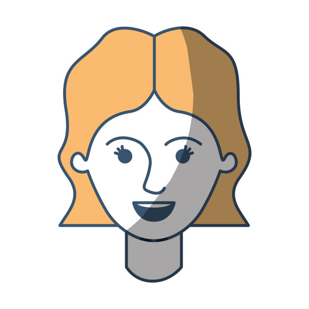 女性脸与短波浪发在颜色部分剪影图片下载