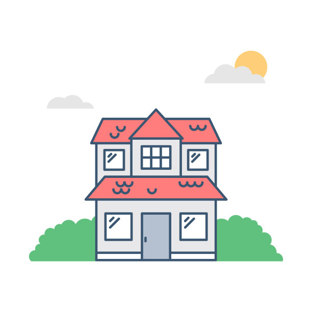 房子与红色屋顶矢量插图图片下载