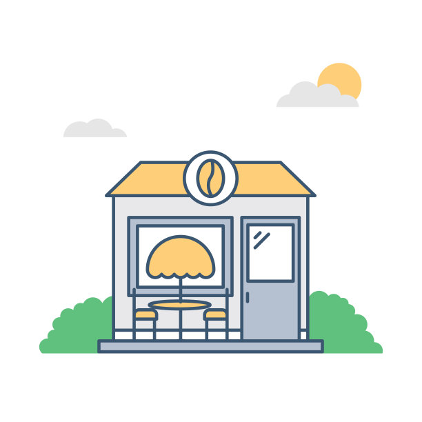 咖啡馆建筑矢量图图片下载