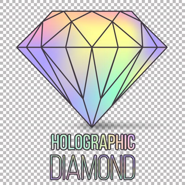 矢量全息渐变钻石石孤立在透明背景上。可作为封面、展示、宣传册的模板。易于修改和调整大小。使用全矢量梯度网格图片下载
