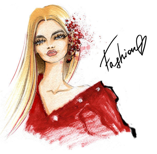 一个留着长发的时髦女孩的肖像素材图片