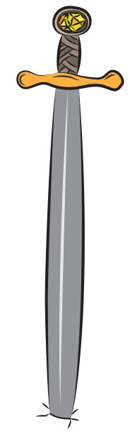 巨大的锋利的剑和大水晶在地上敲打图片下载